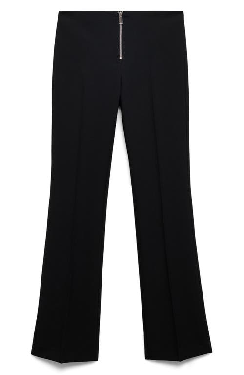 Mango Zip Front Stretch Flare Pants In Black