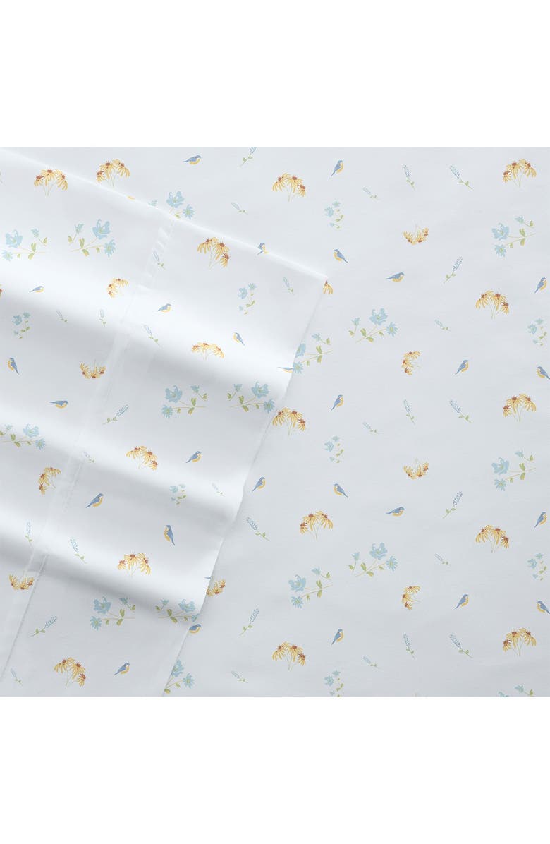 IENJOY HOME Home Collection Premium Ultra Soft Bluebirds Pattern 4-Piece Bed Sheets Set - Light Blue - Queen, Main, color, LIGHT BLUE