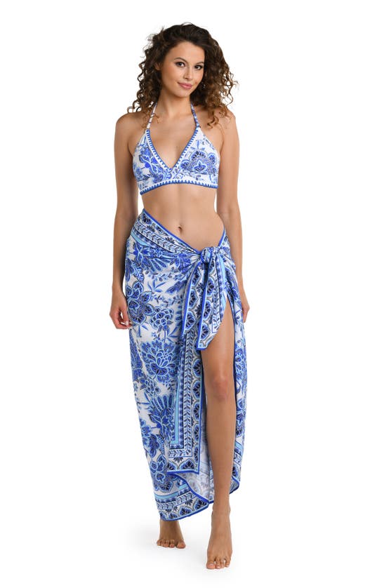 Shop La Blanca Beyond Print Cover-up Pareo In Blue