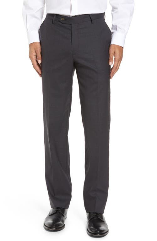 Berle Flat Front Stretch Solid Wool Trousers at Nordstrom