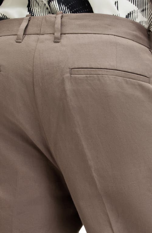 Shop Allsaints Cross Tallis Pleated Cotton & Linen Pants In Earthy Brown