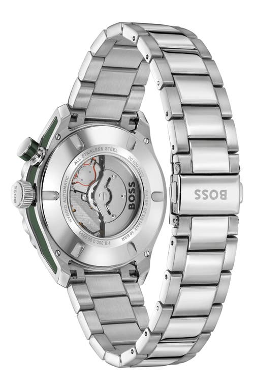 Hugo Boss Men's Bossmatic Silver Stainless Steel Watch, 42mm In Green