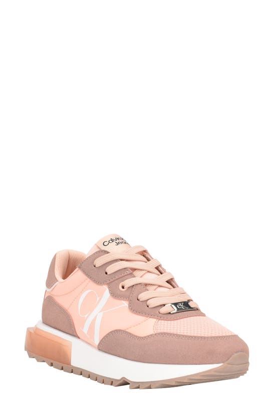 Calvin Klein Magalee Mixed Media Sneaker In Pink