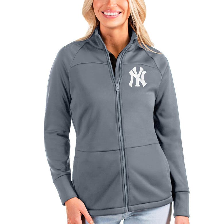 Shop Antigua Gray New York Yankees Links Full-zip Golf Jacket