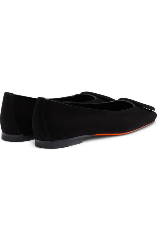 Santoni Maya Suede Buckle Ballerina Flats In Black