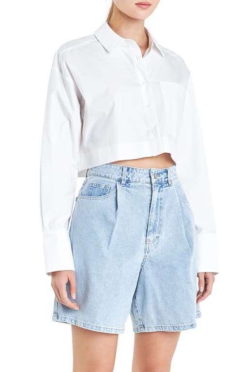 Grey Lab Oversize Crop Button-up Shirt In White