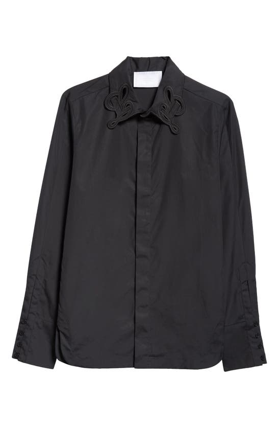 Shop Luar Logo Collar Cotton Button-up Shirt In Black