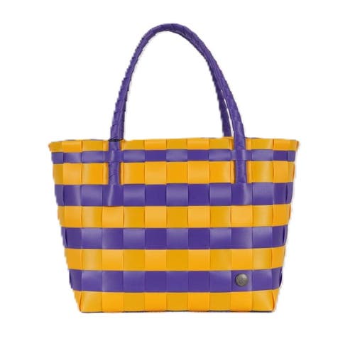 Handed By Paris Spirit Recycled Tote Bags In Purple/yellow
