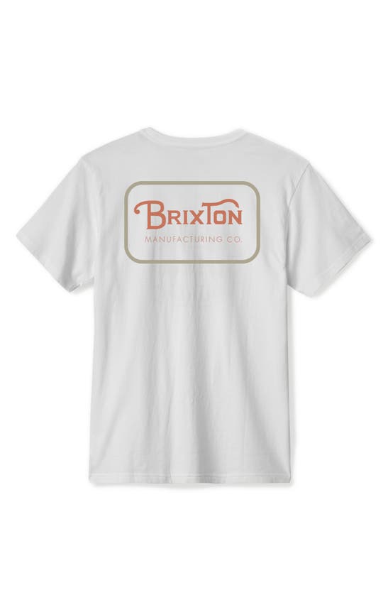 Shop Brixton Grade Short Sleeve Graphic T-shirt In White/ Red Clay/ Sand