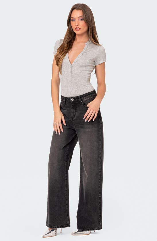 Edikted So Chill Bodysuit In Gray-melange