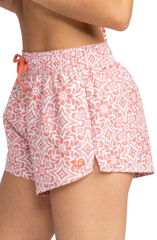 Shop Roxy Cover-up Board Shorts In Cloud Fresco Tile