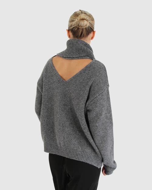 Belle & Bloom Right Here Waiting Open Back Knit In Charcoal