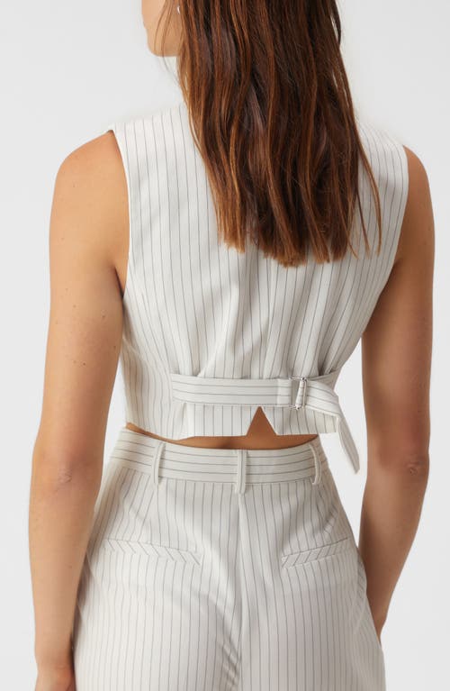 Shop Nasty Gal Tailored Crop Vest In Ivory Pinstripe