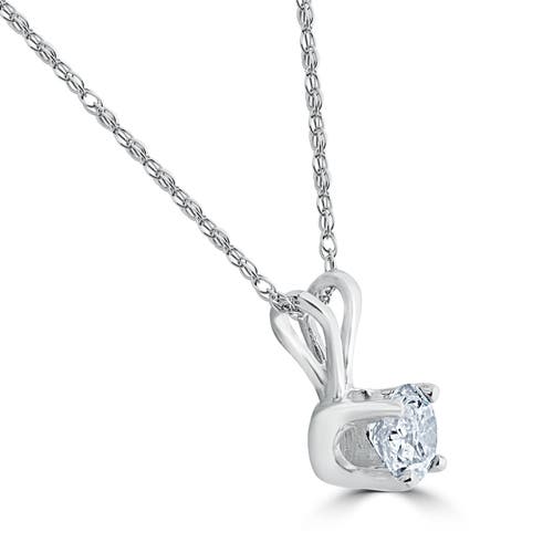 Bliss Diamond 1/4 Carat Solitaire Lab Grown Diamond Pendant 14k Gold In 14k White Gold
