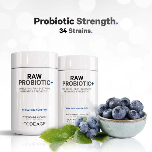 Codeage Raw Probiotic+ 100 Billion CFU, Digestive Enzymes, Raw Fruits & Vegetable Prebiotics, 30 ct in White at Nordstrom