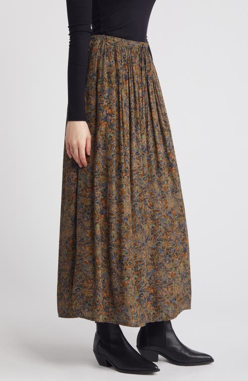 Shop Treasure & Bond Drawstring Maxi Skirt In Olive- Blue Tawny Toile