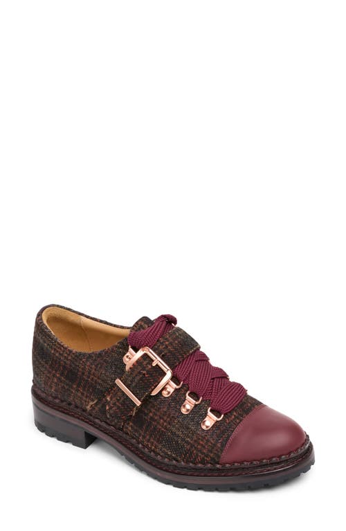 The Office of Angela Scott Mr. Logan Cap Toe Loafer in Burgundy Plaid 