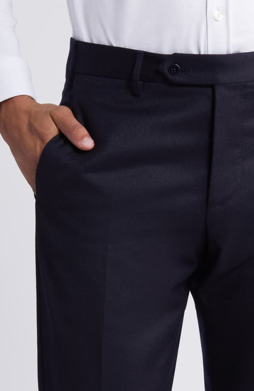 Shop Zanella Parker Flat Front Stretch Wool Flannel Trousers In Navy