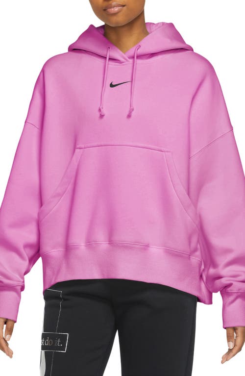 Nike Sportswear Phoenix Fleece Pullover Hoodie In Playful Pink/black