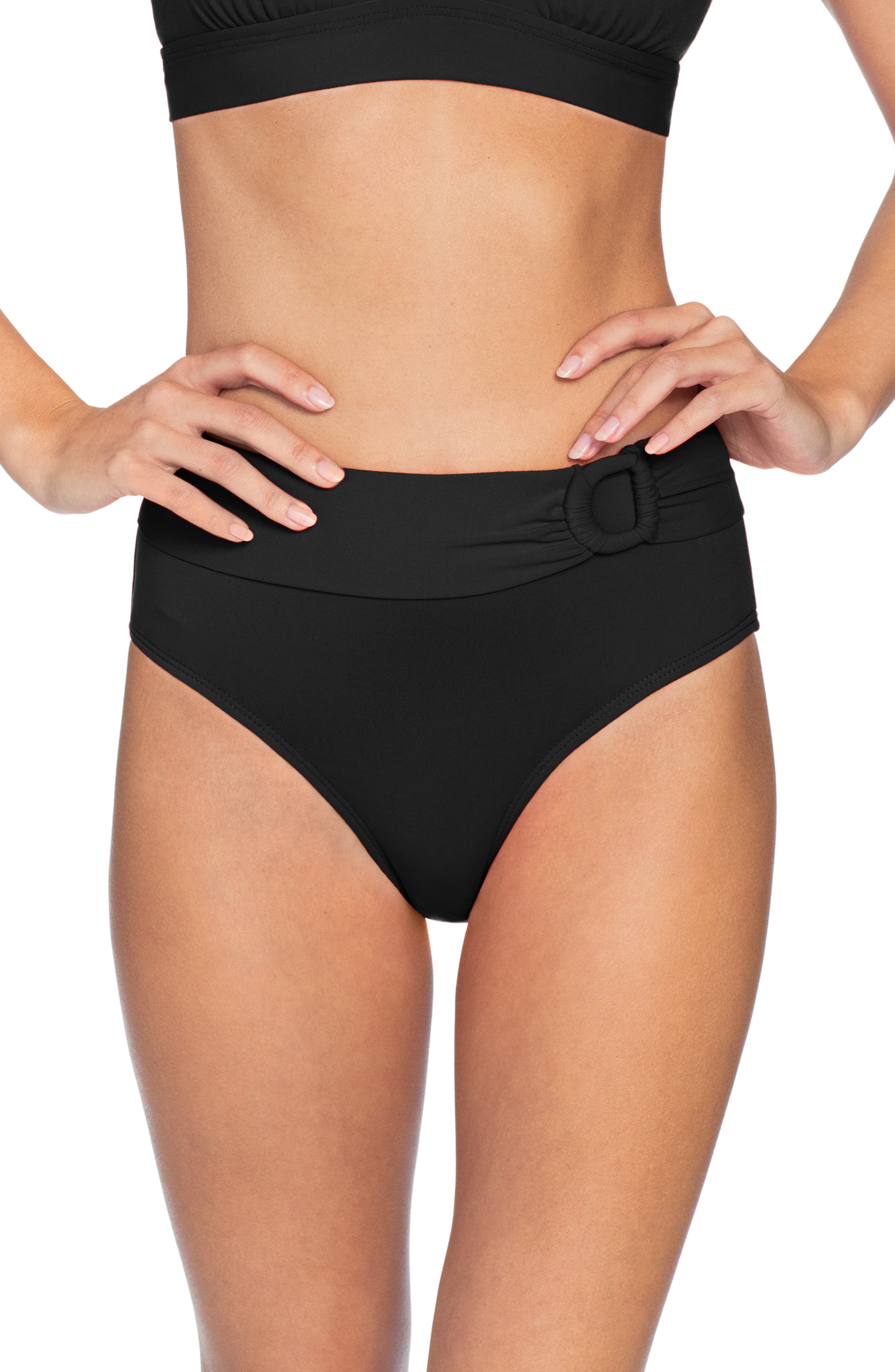 Robin Piccone Kate High Waist Bikini Bottoms, Black