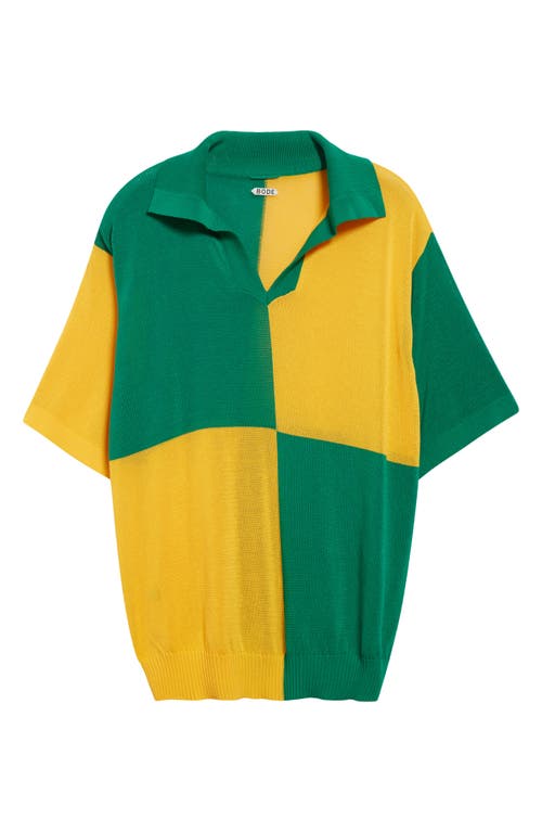 Bode Checker Polo In Yellow Green