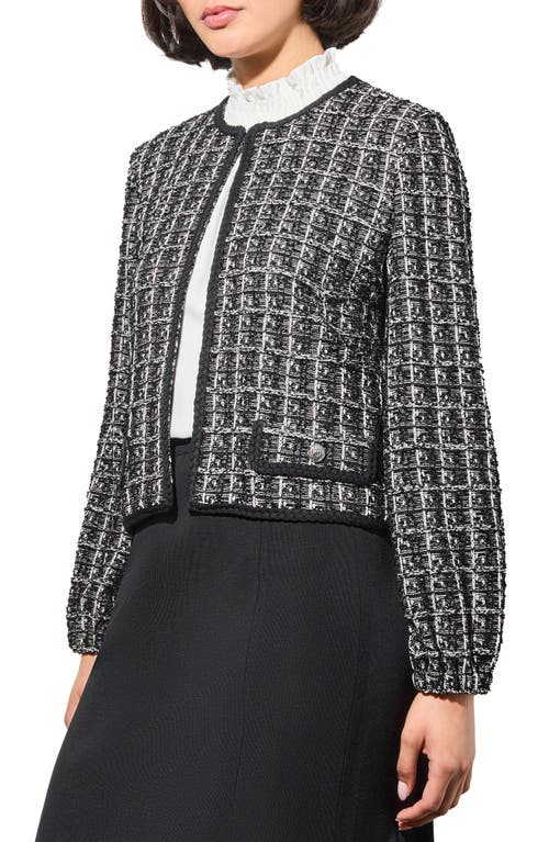 Shop Ming Wang Bishop Sleeve Tweed Jacket In Black