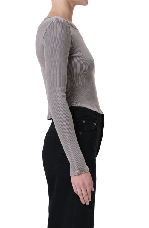 Shop Agolde Nova Long Sleeve Crop Rib T-shirt In Owl