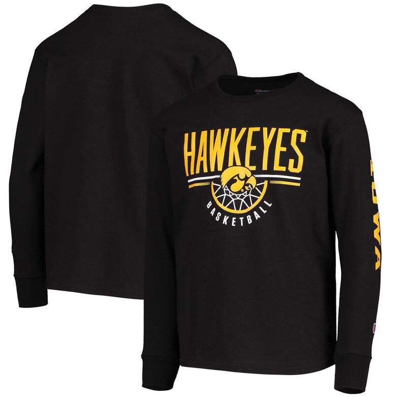 Champion Kids' Youth  Black Iowa Hawkeyes Basketball Long Sleeve T-shirt