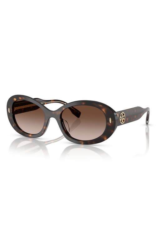 Shop Tory Burch 53mm Gradient Oval Sunglasses In Tortoise