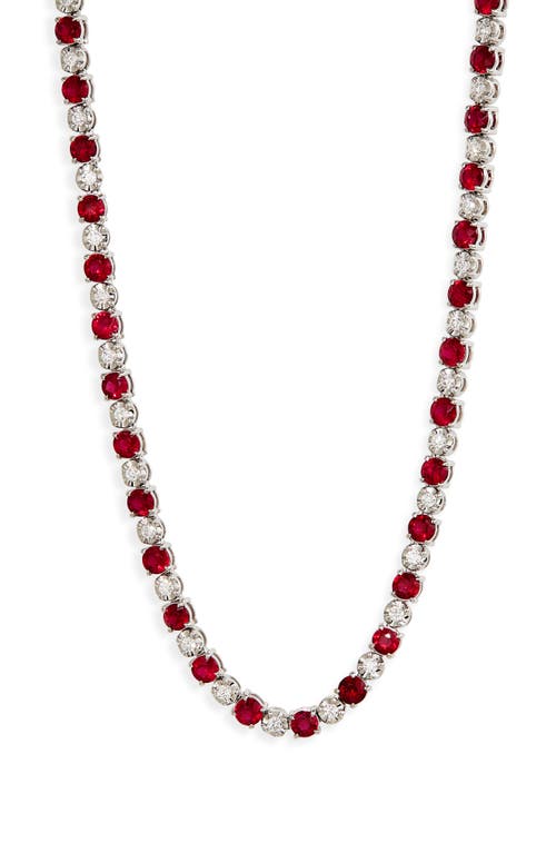 Ruby & Diamond Eternity Necklace in White Gold/Ruby/Diamond