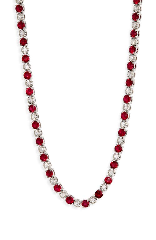 Shop Valani Atelier Ruby & Diamond Eternity Necklace In White Gold/ruby/diamond