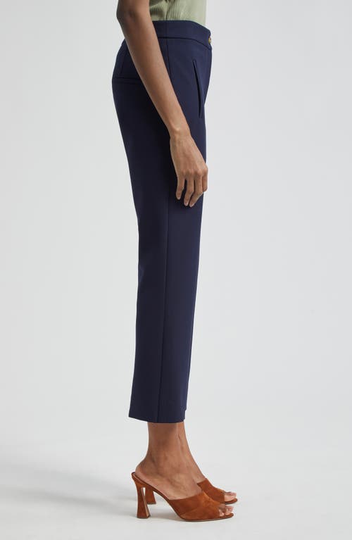 Shop Veronica Beard Arte Houndstooth High Waist Flare Ankle Pants In Navy