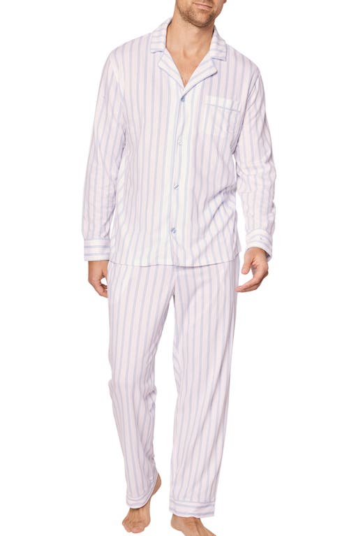 Shop Petite Plume Luxe Stripe Pima Cotton Pajamas In White