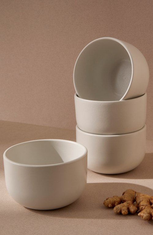 Gharyan Stoneware Tunisian Bowls Set Of 4 In White