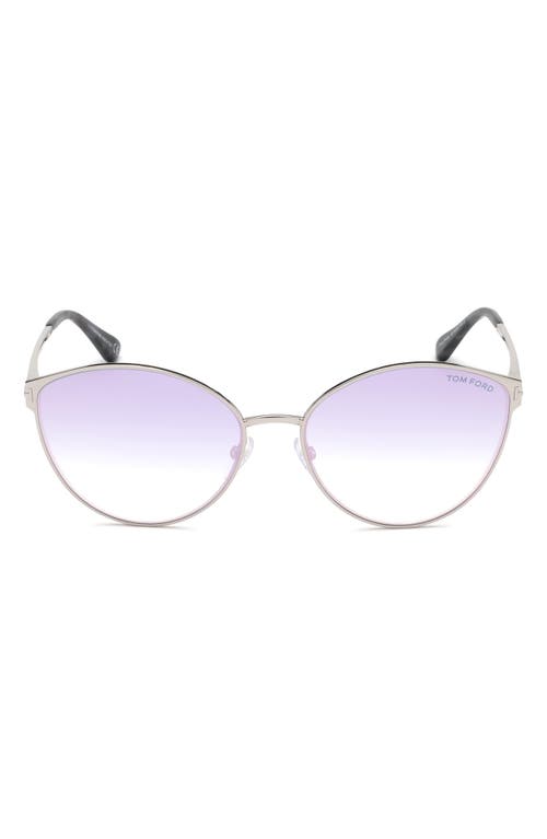 Shop Tom Ford 60mm Geometric Sunglasses In Shiny Palladium/gradient