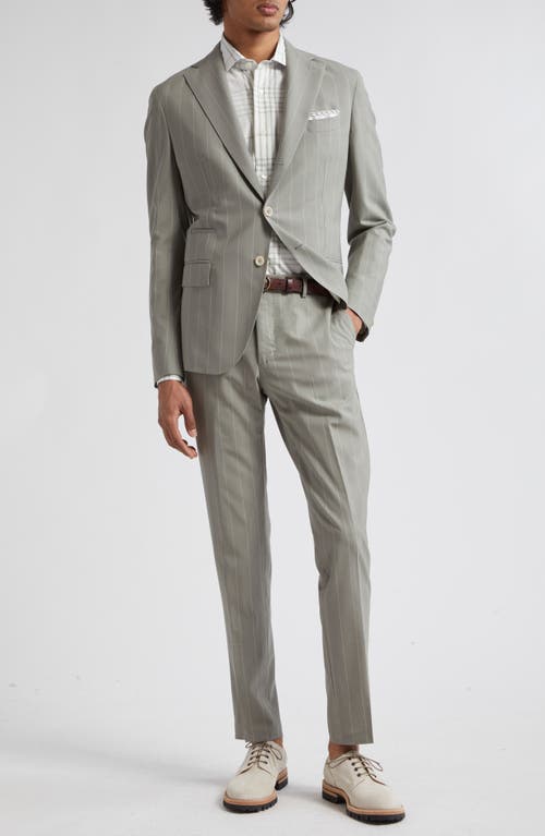 Eleventy Pinstripe Stretch Wool Blend Suit Military Green at Nordstrom, Us