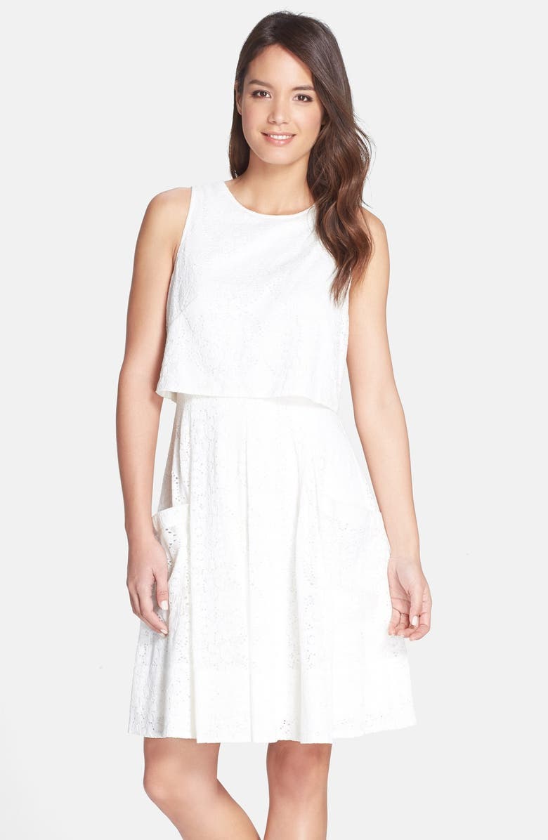 Adrianna Papell Eyelet Lace Popover Dress | Nordstrom