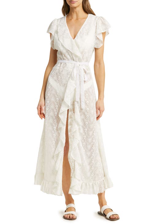 Shell Cotton Cap Sleeve Dress - White