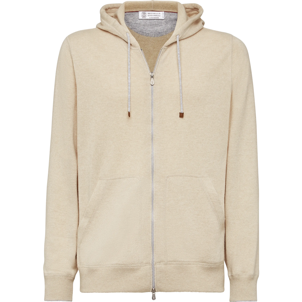 Brunello Cucinelli Sweatshirt-style Cardigan In Sand