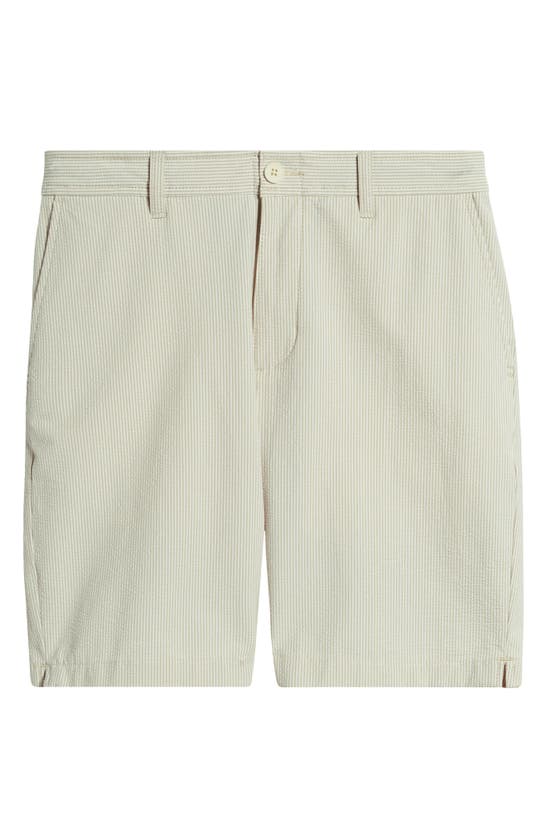 Shop Tommy Bahama Nova Wave Stripe Seersucker Performance Shorts In Stone Khaki