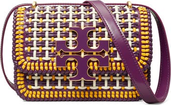 Tory Burch Eleanor Woven Leather Small Convertible Shoulder Bag