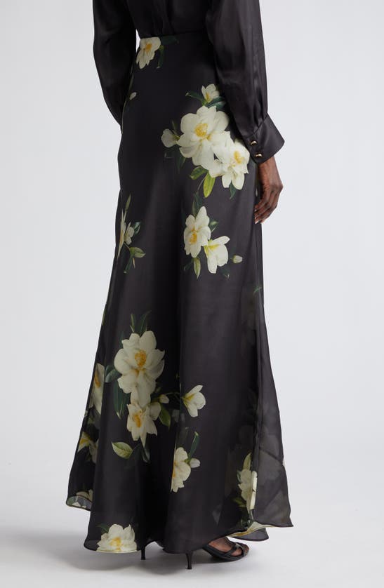 Shop Zimmermann Harmony Silk Maxi Skirt In Black Magnolia
