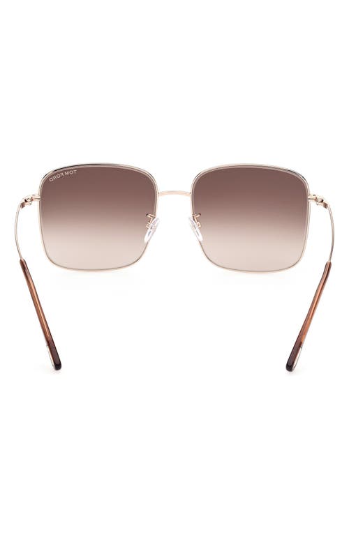 Shop Tom Ford 59mm Square Sunglasses In Shiny Rose Gold/brown