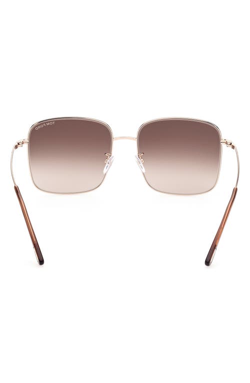 Tom Ford 59mm Square Sunglasses In Shiny Rose Gold/brown