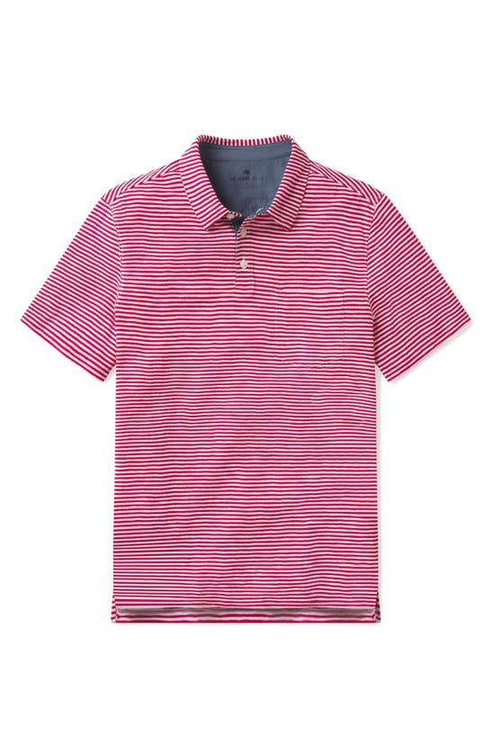 Shop The Normal Brand Slub Pocket Polo In Crimson Stripe