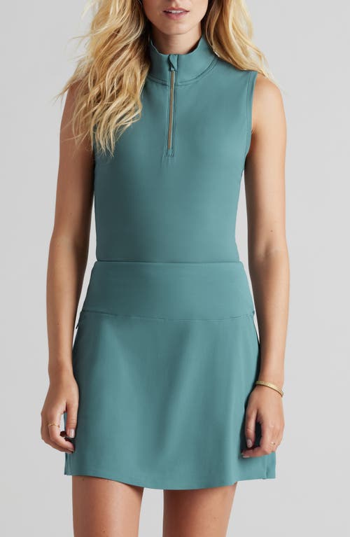 Rhone Course To Court Sleeveless Half Zip Top In Green Sea