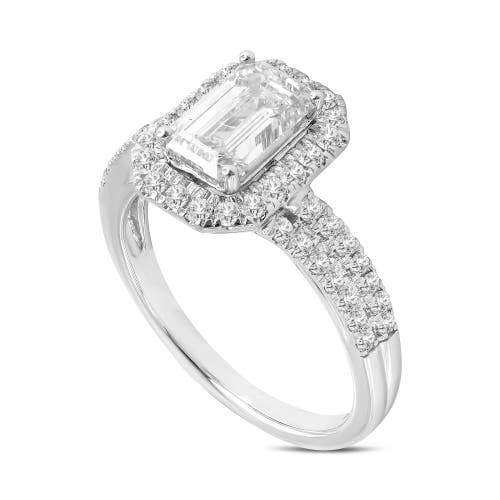 Luvmyjewelry Mariam 14k White Gold Emerald Cut Lab Grown Diamond Halo Engagement Ring In 14k White Gold