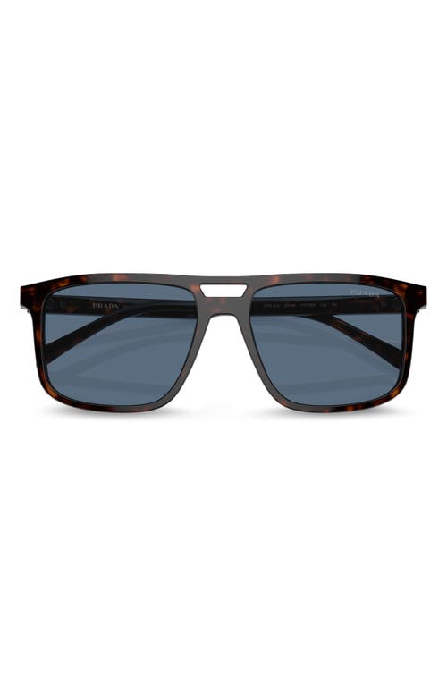 56mm Rectangular Sunglasses in Brown/Dark Blue