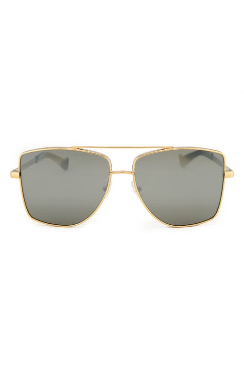 60mm Dempsey Square Sunglasses in Gold/Silver