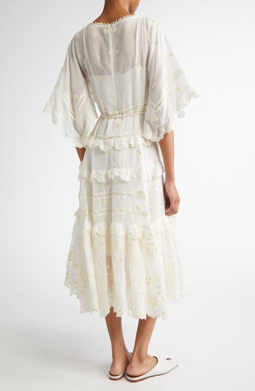 ZIMMERMANN ZIMMERMANN ACACIA EMBROIDERED SEMISHEER RAMIE MIDI DRESS